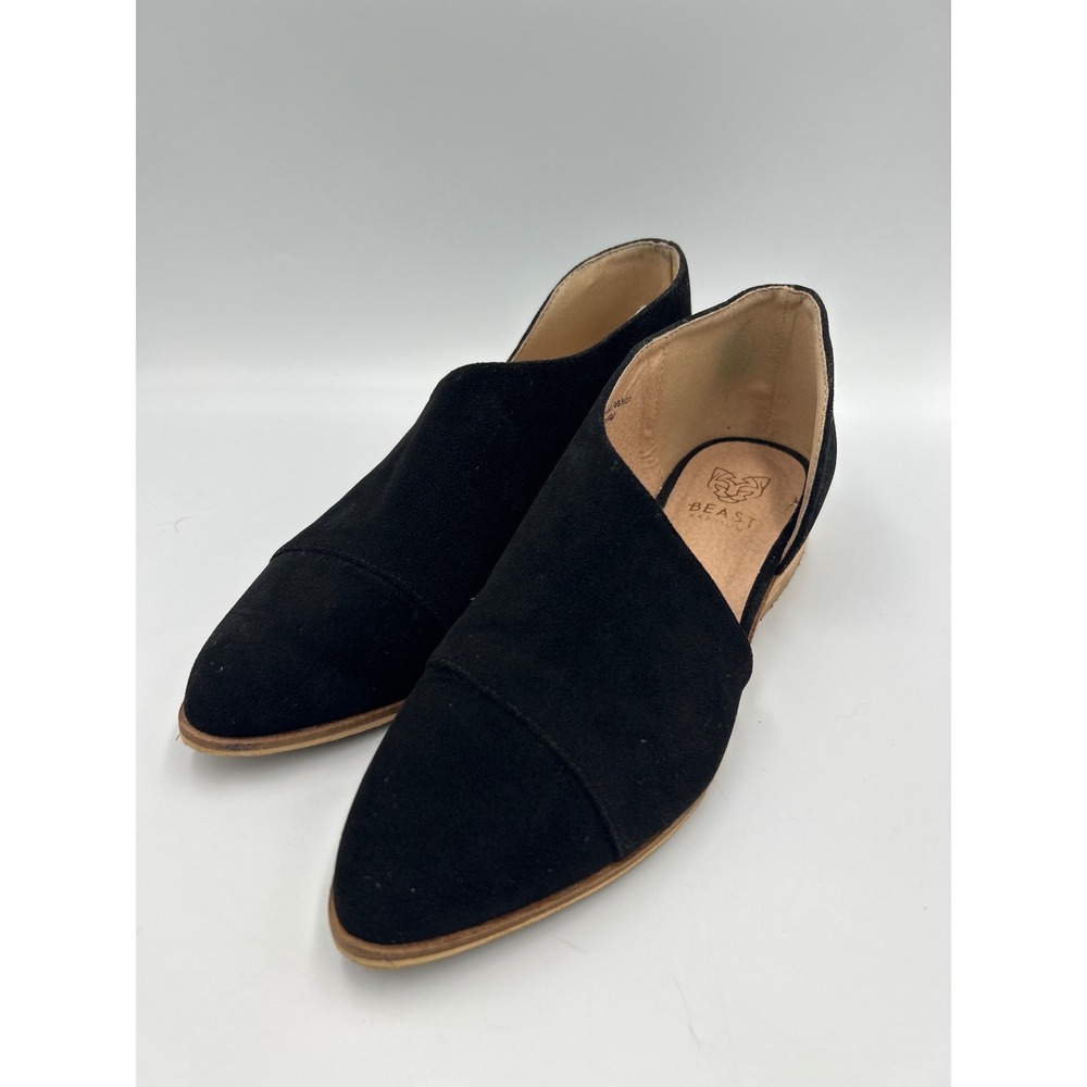 Beast Fashion Womens Denice Black Faux Suede D'Orsay Pointed Toe Flats‎ Size 7.5